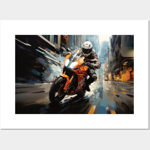 Moto Race Action Sport Painting Abstract Art Decor Wall Art by Cubebox